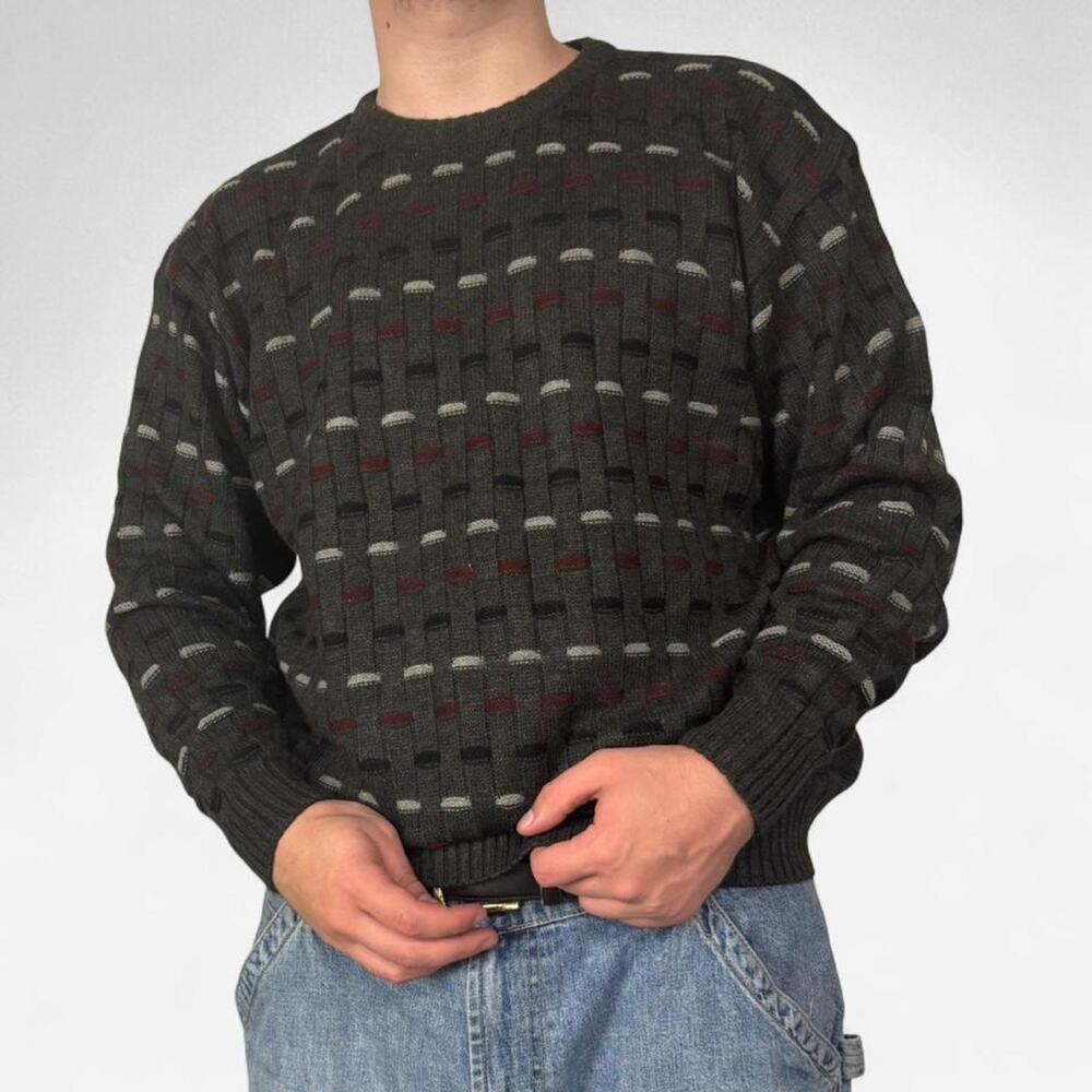 90s Munsingwear grey and red Grandpa knit sweater Size XL